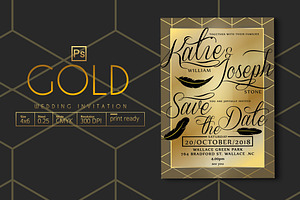 Gold Wedding Invitation 
