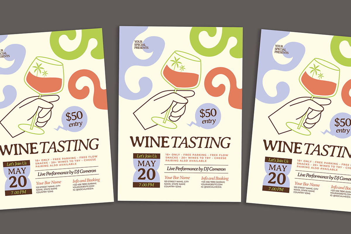 Summer Wine Tasting Flyer, a Flyer Template by Gumico Studio. (Photo 1 of 3)