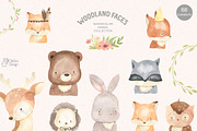 WOODLAND ANIMAL FACES. Watercolor, an Animal Illustration by OlliArtDesign (Thumbnail 8 of 10)