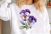 Watercolor Pansy Flowers Clipart, an Illustration by GatewayDesign (Thumbnail 4 of 6)
