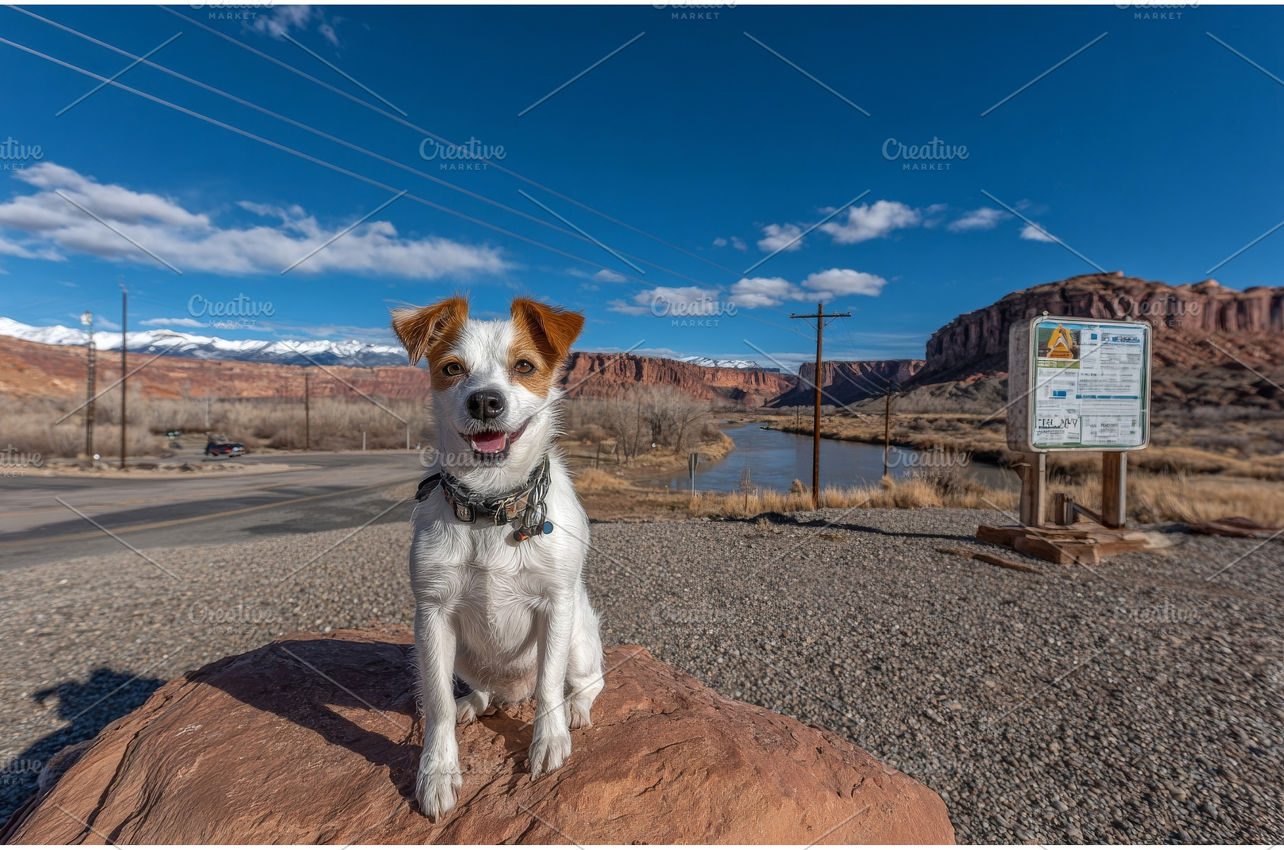A dog is sitting on a rock in, an Animal Photo by ZinetroN