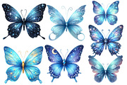 Blue Butterflies Watercolor Clipart, an Illustration by Designworld (Thumbnail 2 of 5)