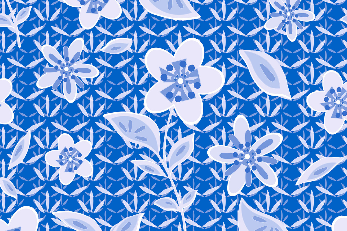 Blue Daisy Floral Seamless Repeat, a Pattern Graphic by Sharon Schwalbe
