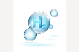 H2 molecule symbol. Blue hydrogen, an Object Illustration by Anna's Shop