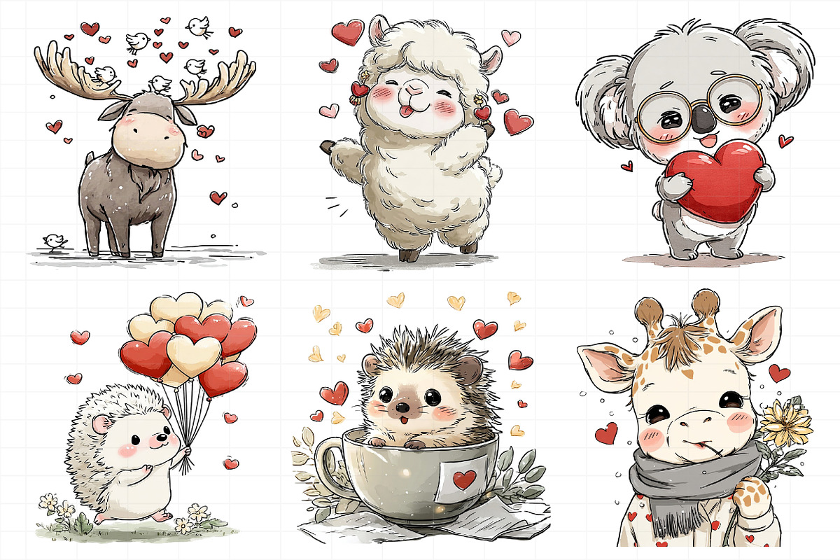 Alentine Whimsical Animals Set, an Illustration by Daily.Designs (Photo 5 of 7)