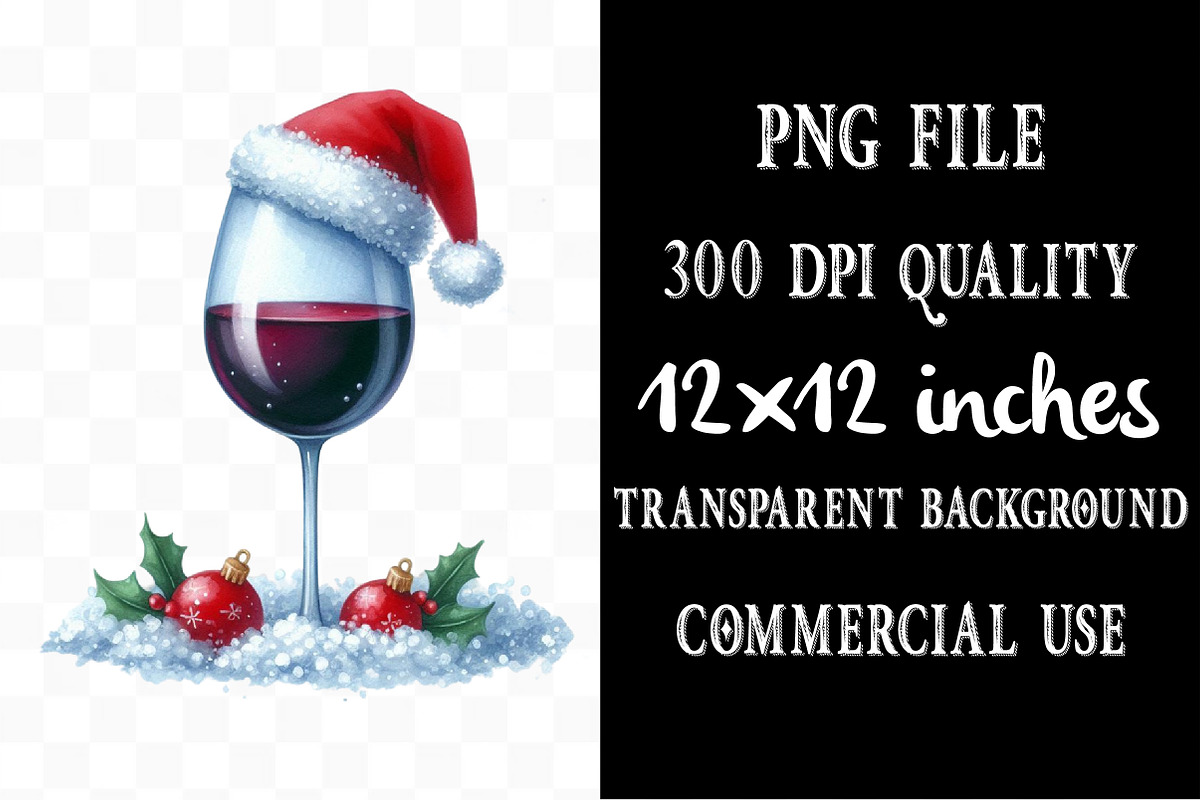 Christmas Red Wine Clipart, an Illustration by Designking (Photo 4 of 5)