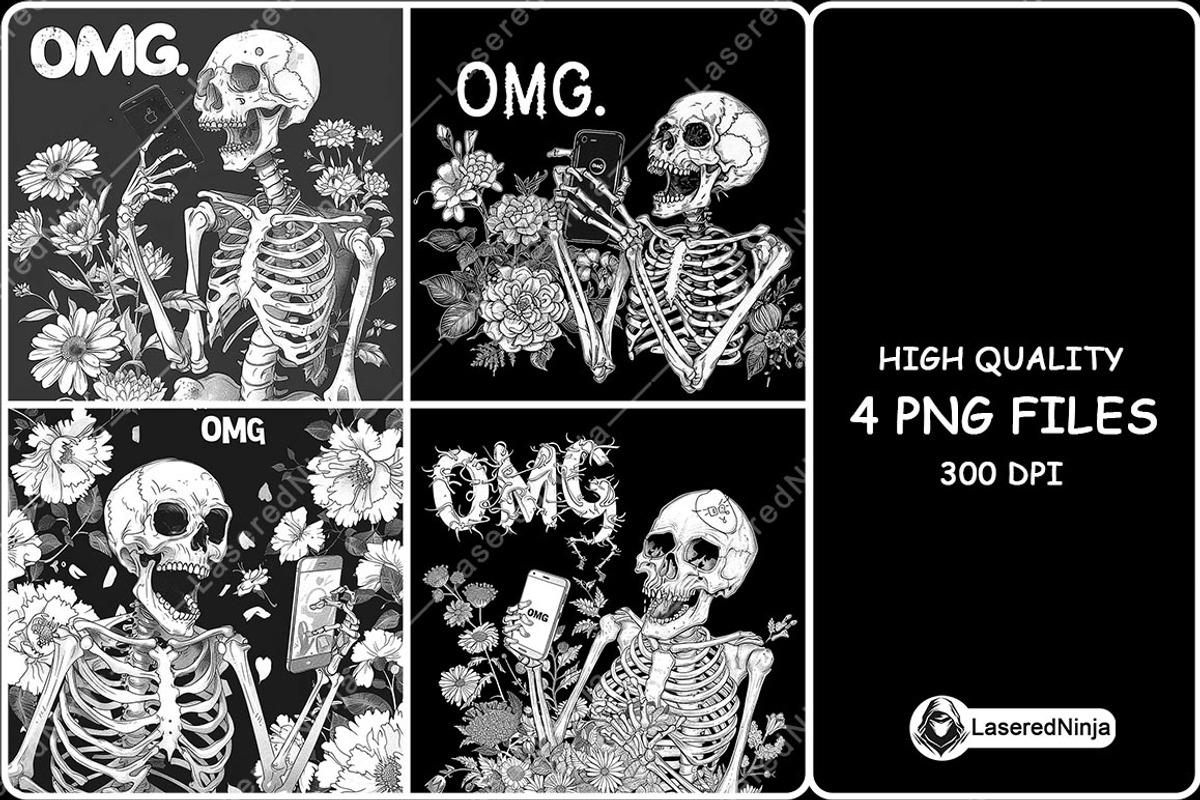 Skeleton Looking on Cellphone Flower, a Background Graphic by LaseredNinja (Photo 1 of 7)