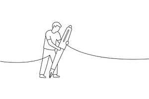 Male character holding giant, a Person Illustration by GraphiShop