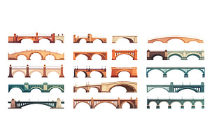 Bridges cartoon set. Arched bridge, an Object Illustration by Stock-Smart-Start