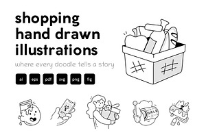 Shopping Doodle Icons, an Outline Icon by Vectors Market