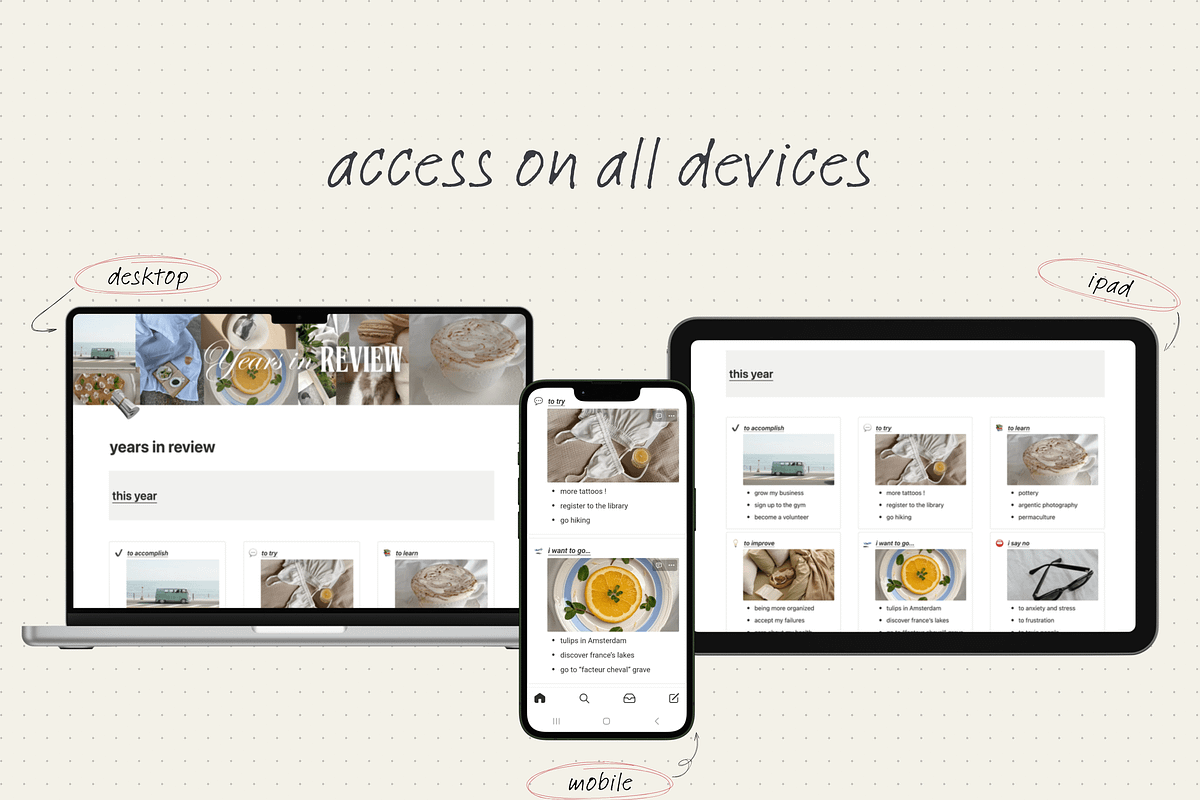 Years in review - Notion template, an App Template by Iasan Design (Photo 4 of 6)