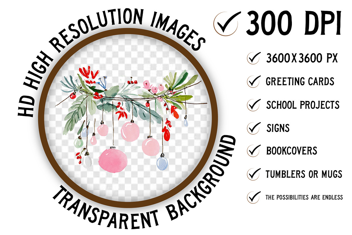 Watercolor Christmas Clipart, an Illustration by Craft Nest (Photo 2 of 6)