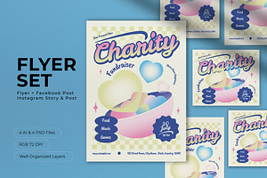 Pink Y2K Charity Flyer Set