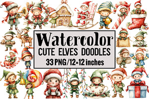 Cute Elves Doodles, an Illustration by Design Market