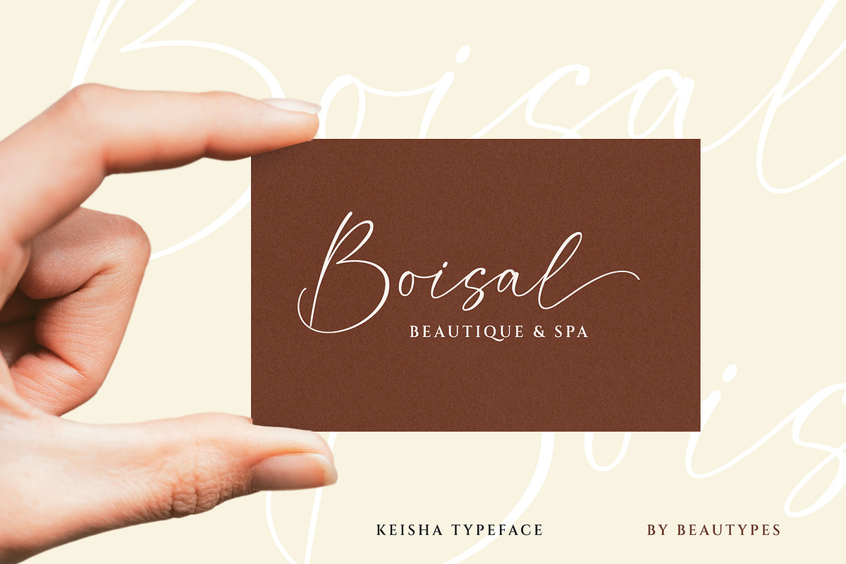 Keisha - a signature font, a Handwritten Font by Beautypes (Photo 3 of 7)