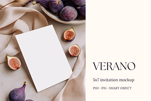 Mediterranean Fig Invitation Mockup, a Product Mockup by Serenefeeling