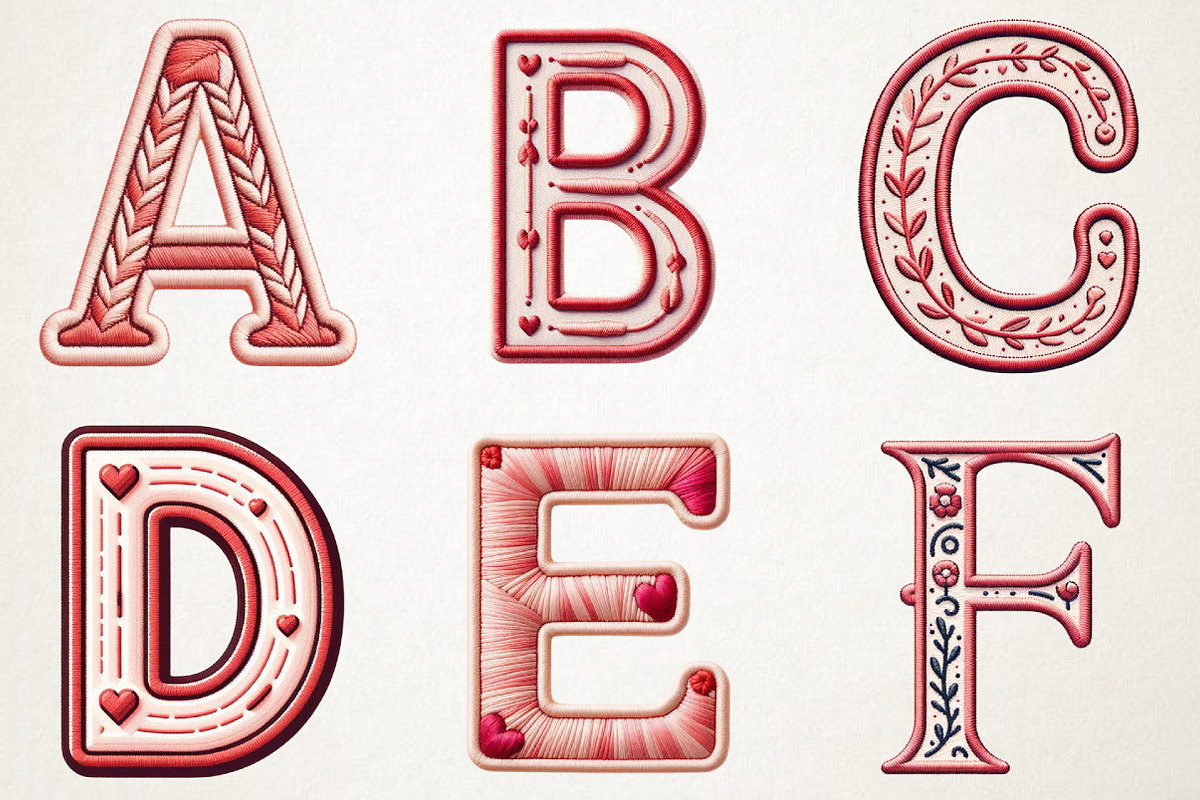 Valentine Embroidery Alphabet png, an Illustration by RobertsArt (Photo 2 of 7)