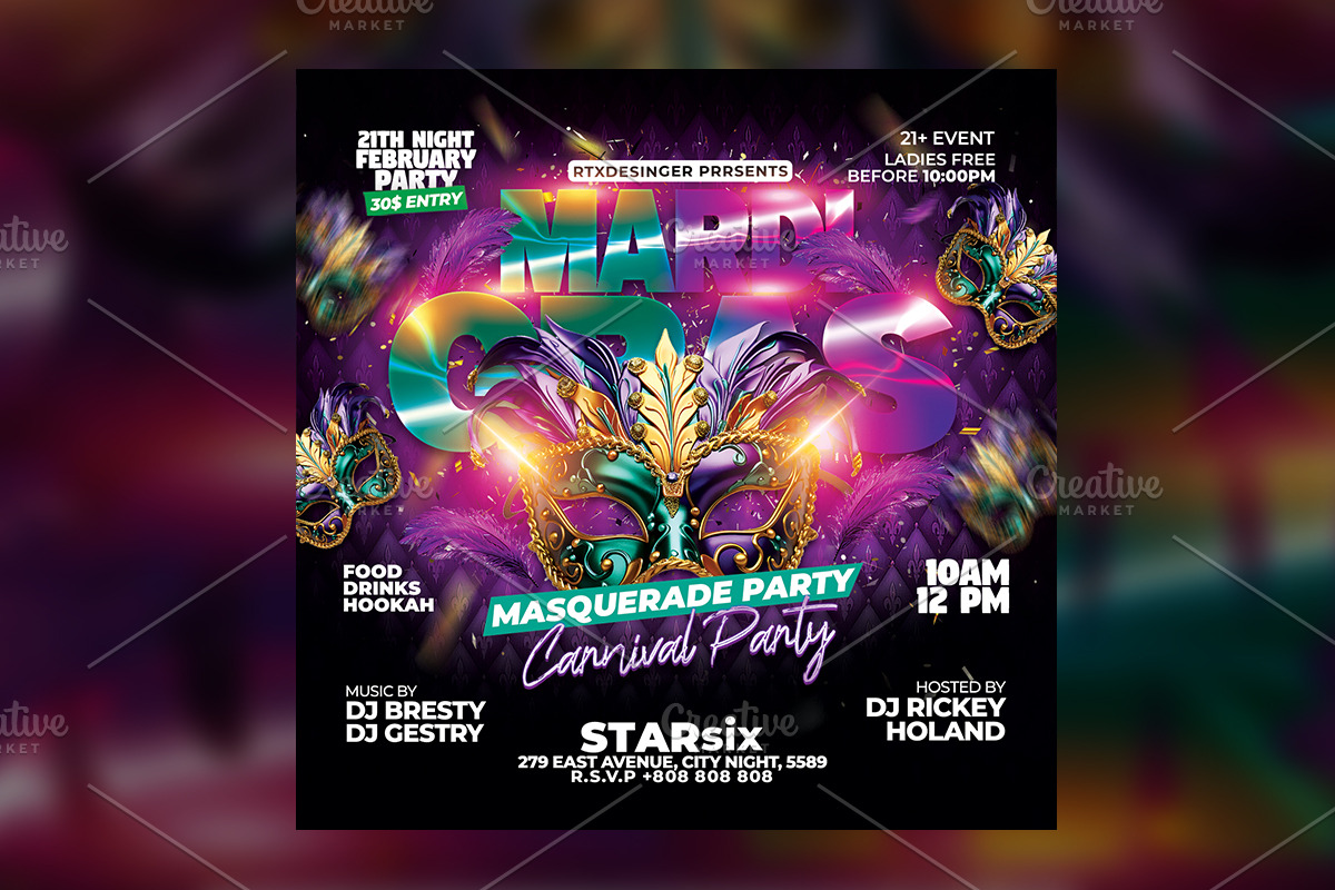 Mardi Gras Flyer, a Flyer Template by RTXdesinger99 (Photo 1 of 3)