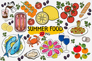 Mediterranean Summer Food Clipart, an Object Graphic by iloveTemplate (Thumbnail 1 of 5)