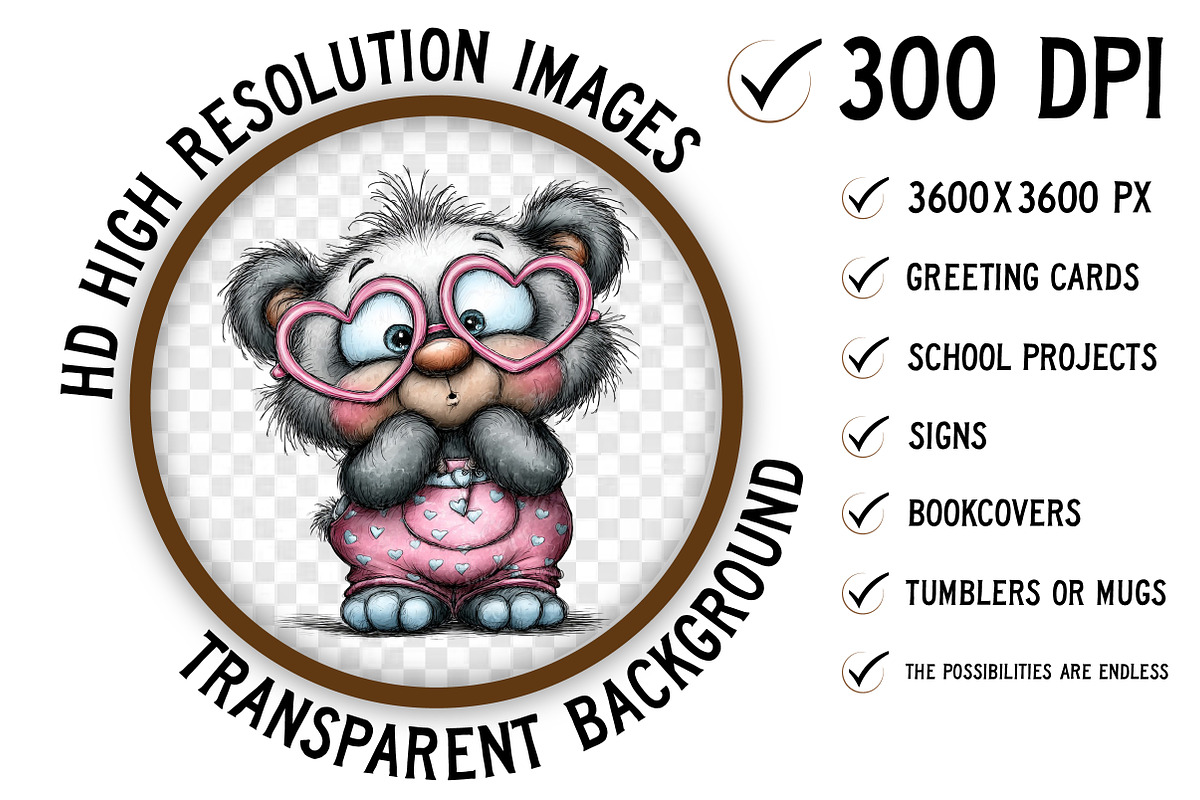 Quirky Valentine's Day Panda Clipart, an Illustration by Craft Nest (Photo 2 of 9)