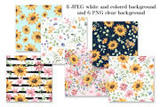 Digital paper, sunflower patterns, a Pattern Graphic by Larisa Maslova (Thumbnail 2 of 4)