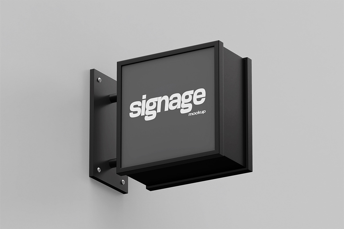 Wall Mounted Signboard Mockup Set, an Advertising Mockup by RamStudio2 (Photo 9 of 13)