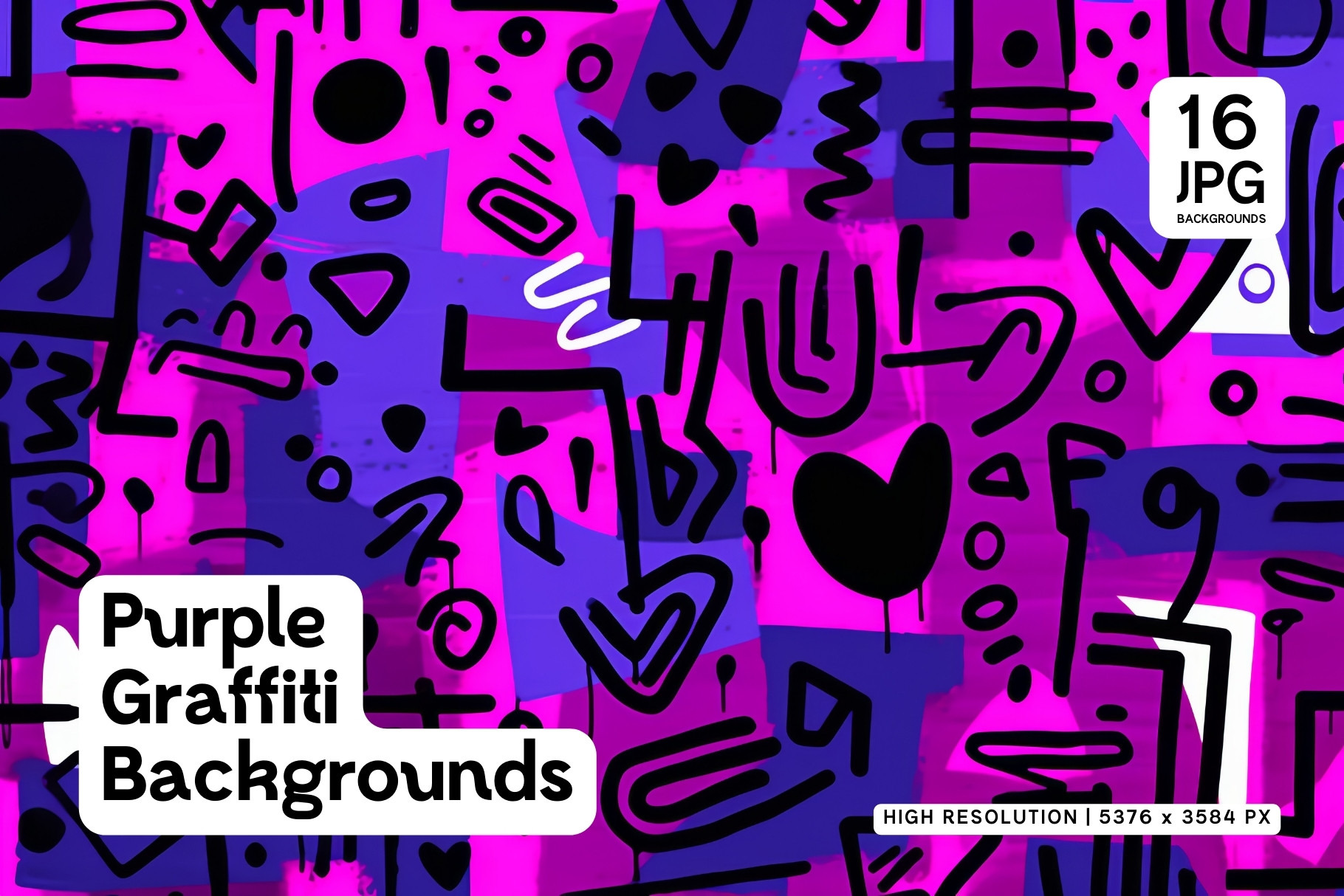 16 Purple Graffiti Backgrounds, a Background Graphic by HipFonts