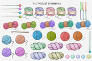 Knitting Clipart Collection, an Illustration by CaraulanStore (Thumbnail 2 of 5)