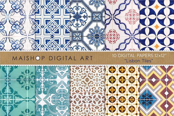 Digital Papers - Lisbon Tiles preview 4