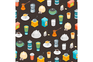 Tea And Coffee Set 3d Isometric