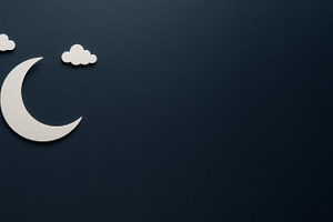 Crescent moon and clouds on dark blu, a Photo by Dvoevnore photos