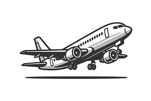 Commercial Airplane Taking Off, a Transportation Illustration by AlexArt