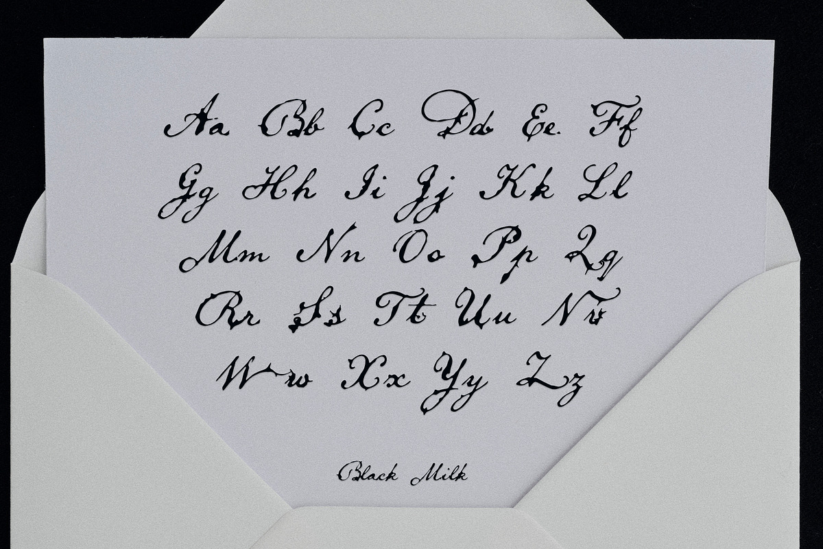 Black Milk: Decorative Ink Script, a Script Font by Mneme (Photo 7 of 11)