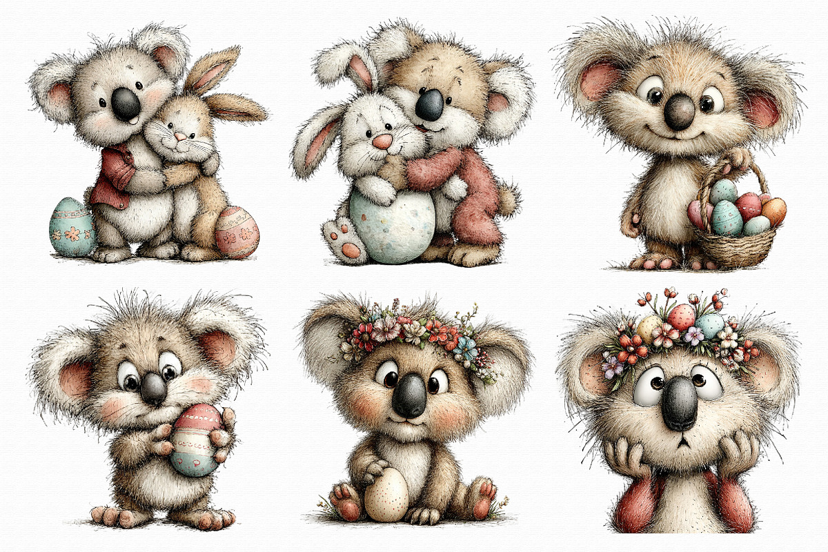 Whimsical Easter Koala Clipart, an Illustration by Libby Wishes (Photo 6 of 7)
