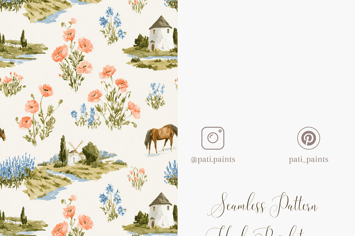 Peaceful Meadow Seamless Pattern wit, a Pattern Graphic by Pati Charm Studio (Photo 5 of 7)