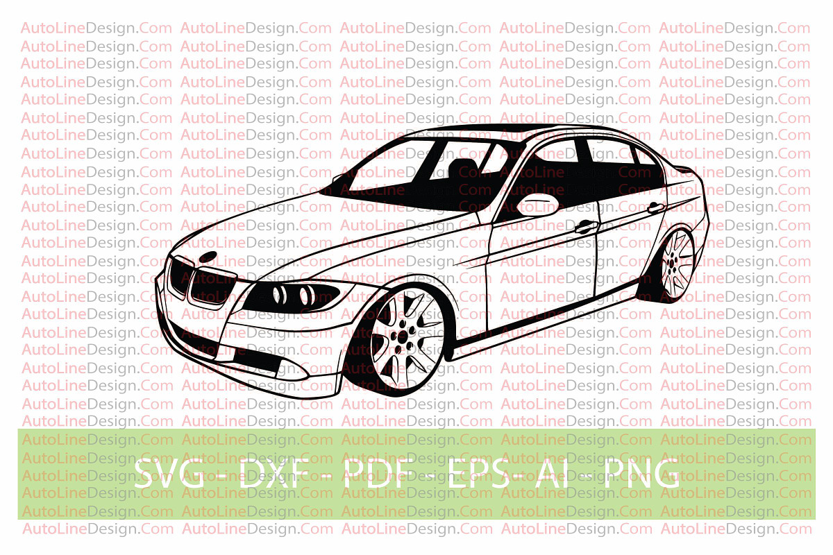 E90 Sedan Car Vector, a Transportation Illustration by AutoLineDesign