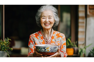Elderly Asian woman holding a, a Nature Photo by Sergey Kotenev