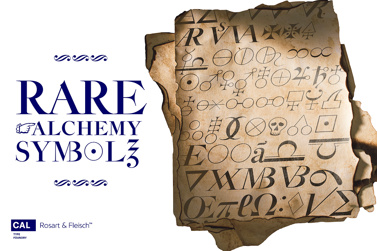 Rosart & Fleisch ALCHEMY Symbol Set, a Symbol Font by California Type Foundry
