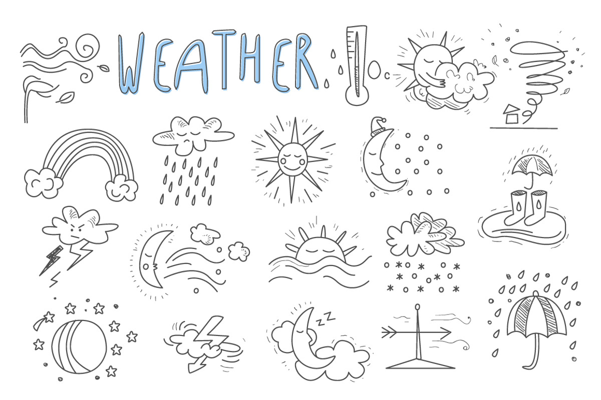 Hand drawn cartoon weather, an Outline Icon by TopVectors