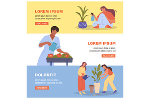 women watering flowers. gardening, an Object Illustration by Multigon