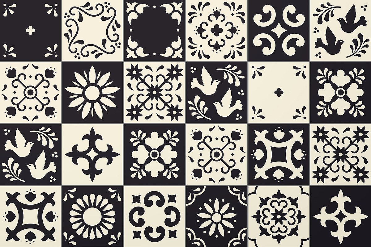 Mexican Talavera Tiles Patterns Set, a Pattern Graphic by Krolja (Photo 3 of 5)