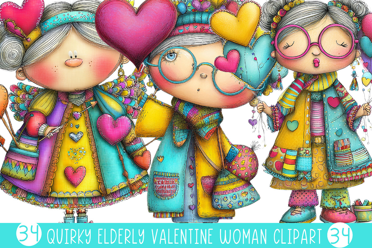 Quirky Elderly Valentine Woman, an Illustration by Designking (Photo 1 of 4)