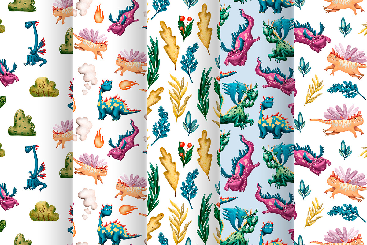 Cute Dragons - Clip Art Set, an Animal Illustration by Mashamashastu (Photo 5 of 10)