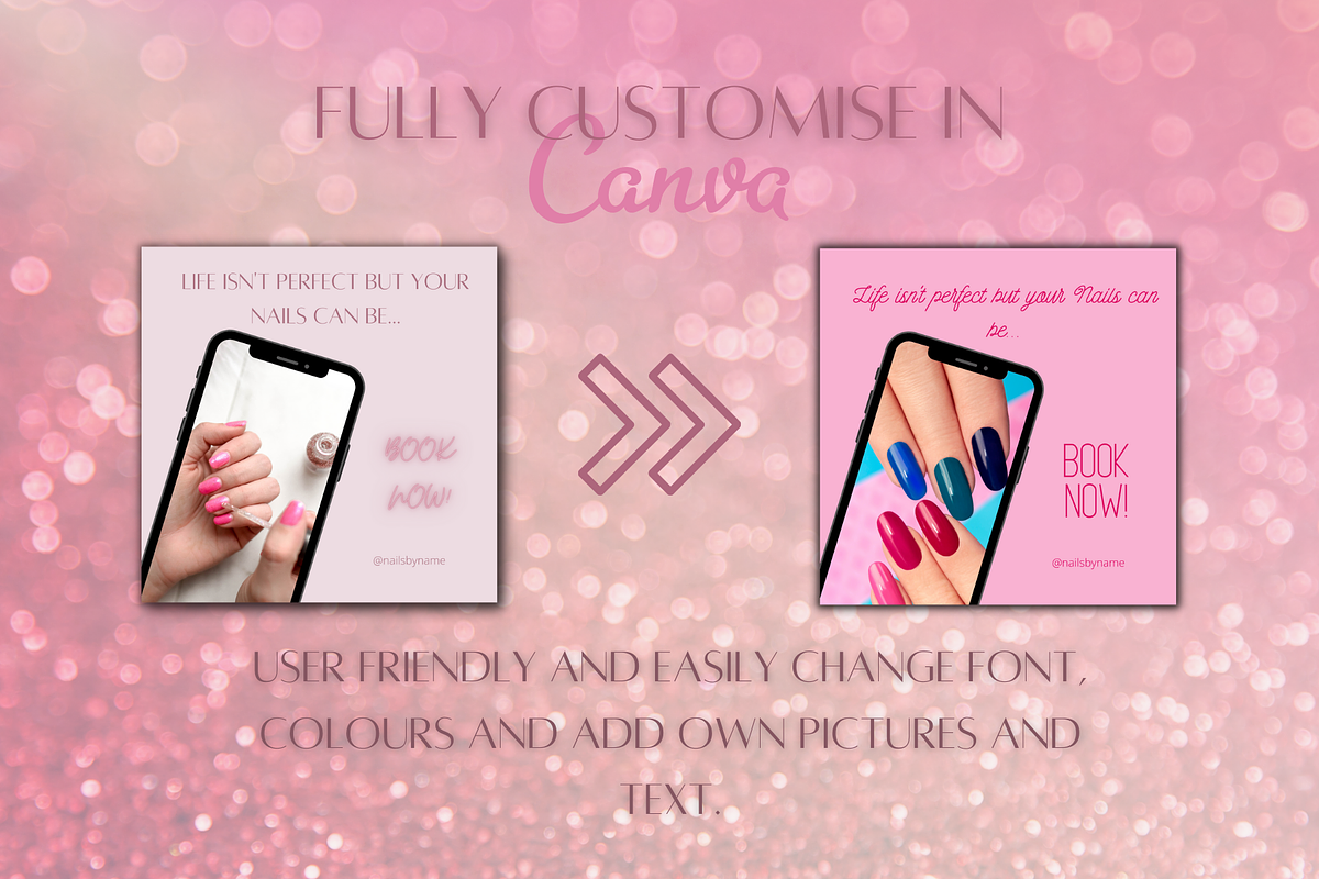Pink Nail Instagram Template Bundle, a Social Media Template by Faytemplates (Photo 8 of 10)