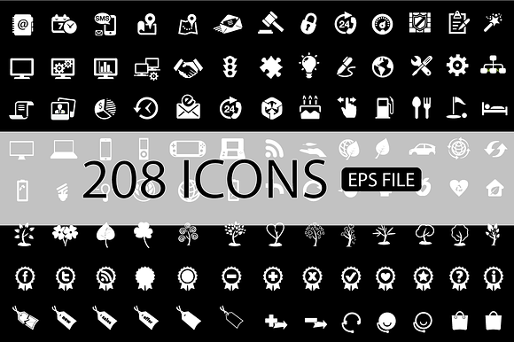 208 Icons Vector Set Buy 1 Get 1
