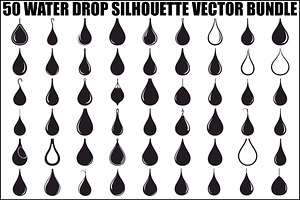 Water Drop Silhouette Vector Bundle, an Illustration by musafir_fashion