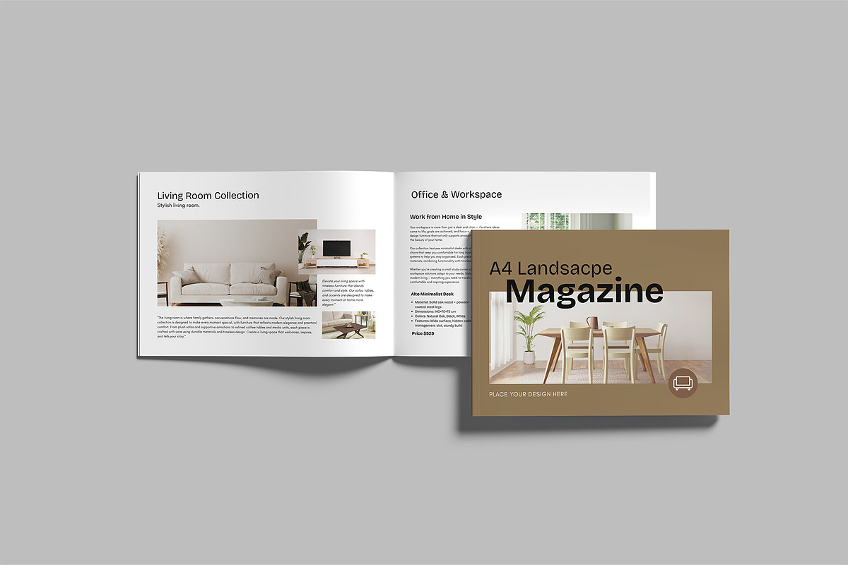A4 Landscape Magazine Mockup, a Magazine Template by graphictime (Photo 2 of 10)