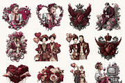 Vintage Red Valentine Clipart, a Seasonal Illustration by BusyDaydesign (Thumbnail 2 of 9)