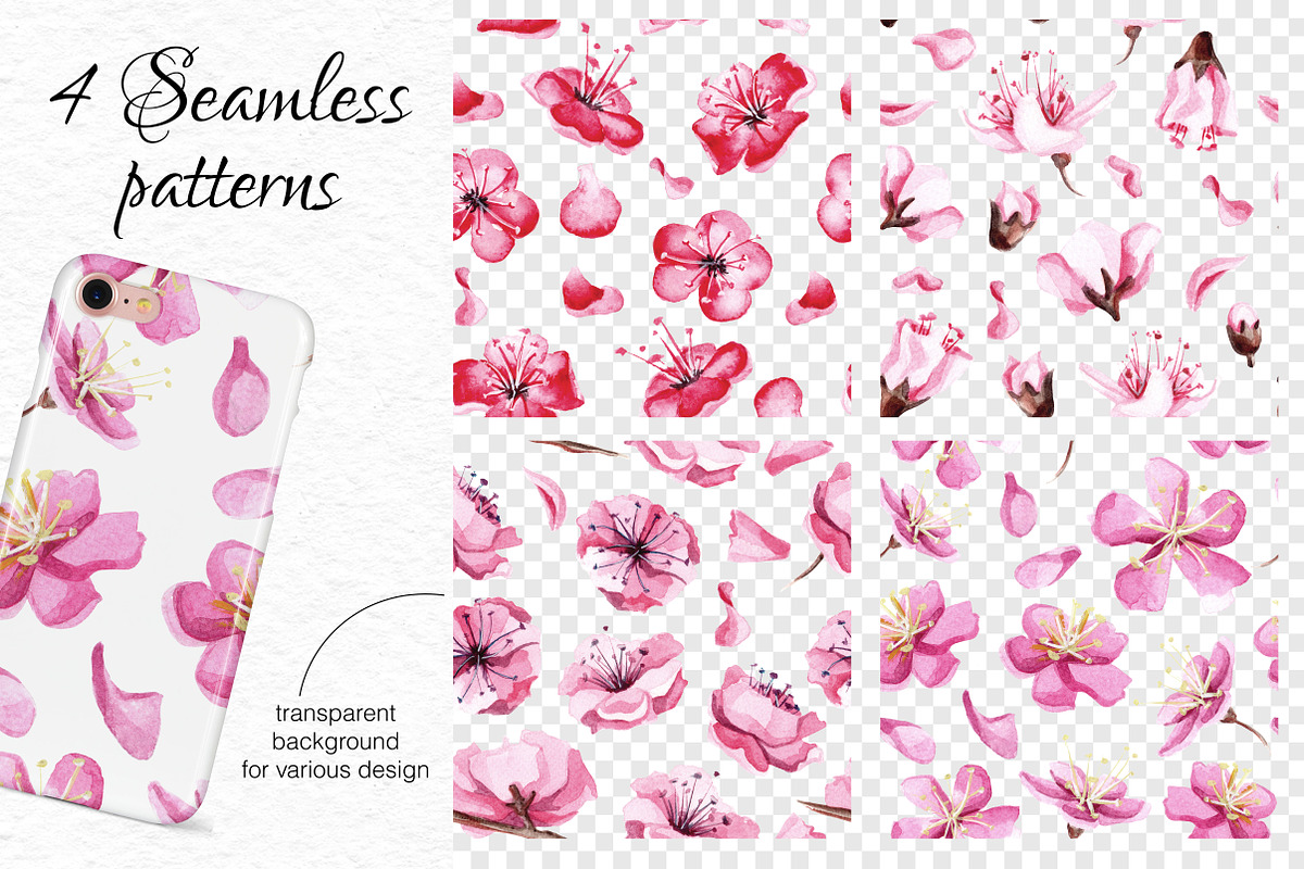 Watercolor Sakura blossom collection, an Object Graphic by Satika (Photo 6 of 9)