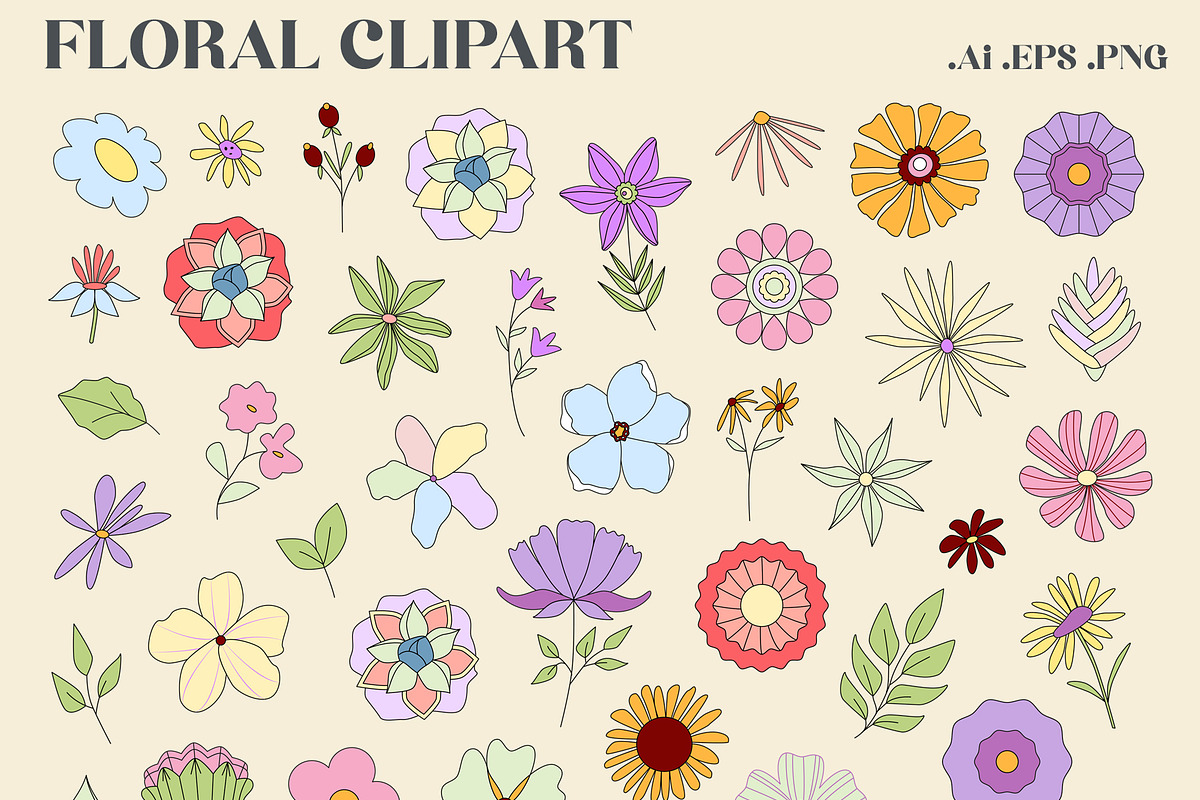Retro Flower Power Bundle, an Object Graphic by Sofico (Photo 6 of 23)